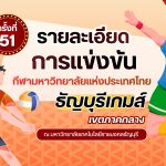รายละเอียดการแข่งขันกีฬามหาวิทยาลัยแห่งประเทศไทย ครั้งที่ 51 "ธัญบุรีเกมส์" รอบคัดเลือก เขตภาคกลาง